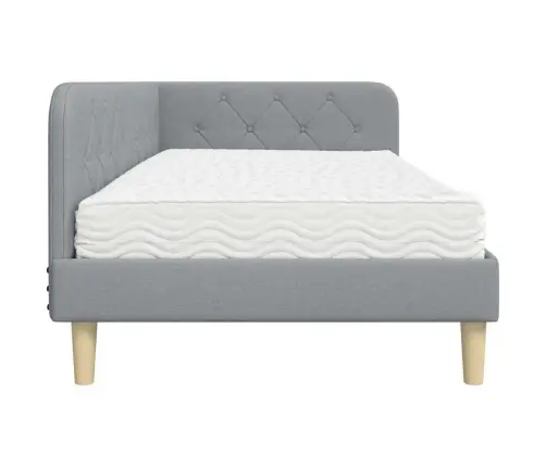 Stūra Gultas Rāmis Ar Matraci Gaiši Pelēks 90 X 200 Cm Audums Vidaxl