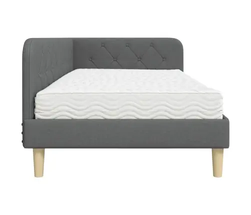 Stūra Gultas Rāmis Ar Matraci Tumši Pelēks 90 X 200 Cm Audums Vidaxl