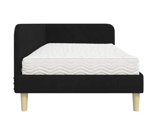 Stūra Gultas Rāmis Ar Matraci Melna 90 X 200 Cm Audums Vidaxl