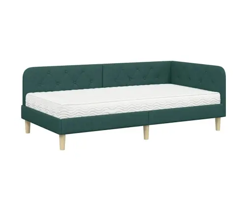 Kampinė Lovos Konstrukcija Tamsiai Žalia 90 X 200 Cm Audinys