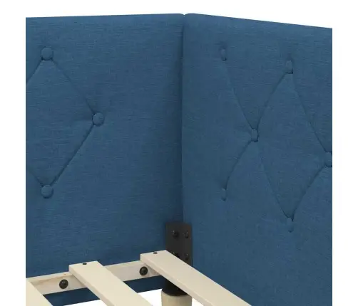 Stūra Gultas Rāmis Ar Matraci Zila 90 X 200 Cm Audums Vidaxl