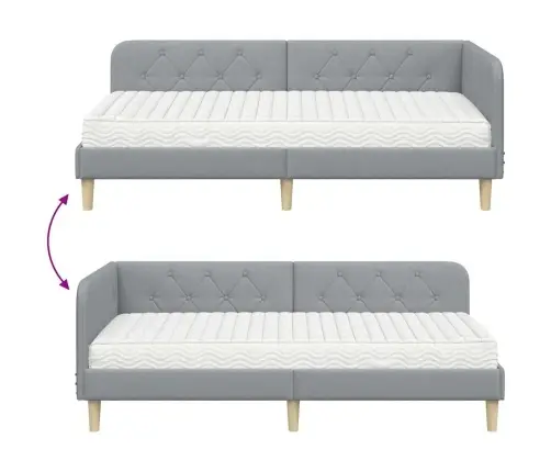 Kampinė Lovos Konstrukcija Šviesiai Pilka 100 X 200 Cm Audinys