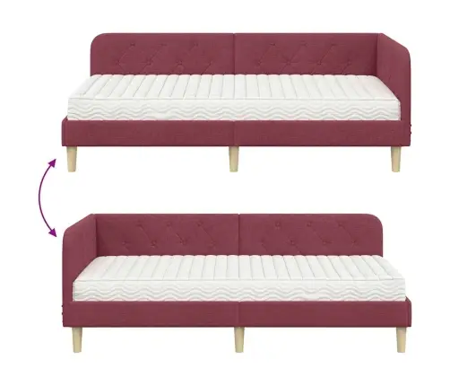 Kampinė Lovos Konstrukcija Vyno Raudona 100 X 200 Cm Audinys