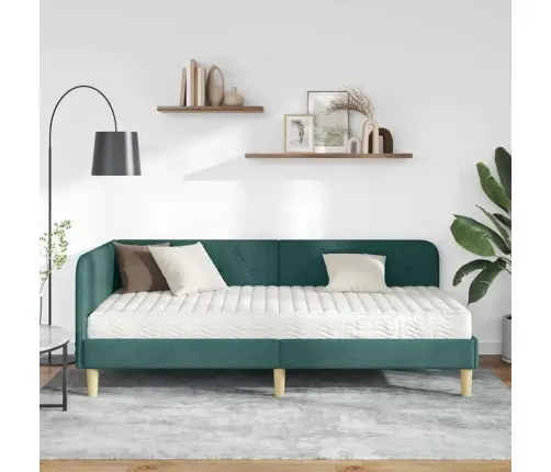 Kampinė Lovos Konstrukcija Tamsiai Žalia 100 X 200 Cm Audinys