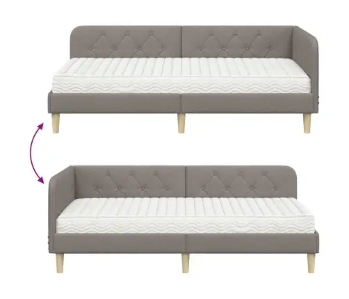 Kampinė Lovos Konstrukcija Taupe 100 X 200 Cm Audinys