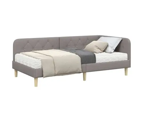 Kampinė Lovos Konstrukcija Taupe 100 X 200 Cm Audinys