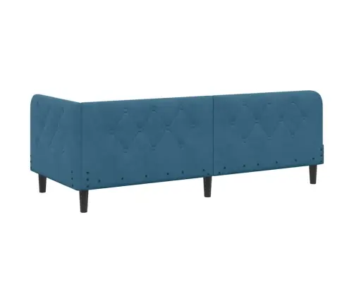 Stūra Gultas Rāmis Ar Matraci Zila 80 X 200 Cm Samts Vidaxl
