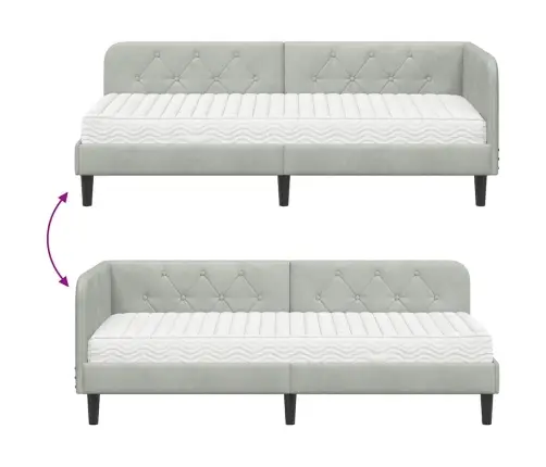 Nurgavoodi Raam Madratsiga Peaga Helehall 80 X 200 Cm Samet