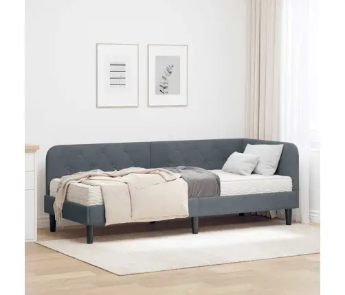 Kampinė Lovos Konstrukcija Tamsiai Pilka 80 X 200 Cm Aksomas