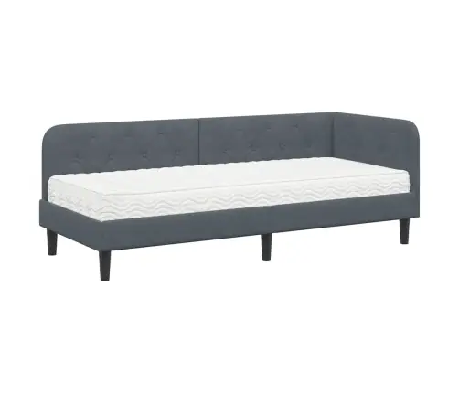Kampinė Lovos Konstrukcija Tamsiai Pilka 80 X 200 Cm Aksomas