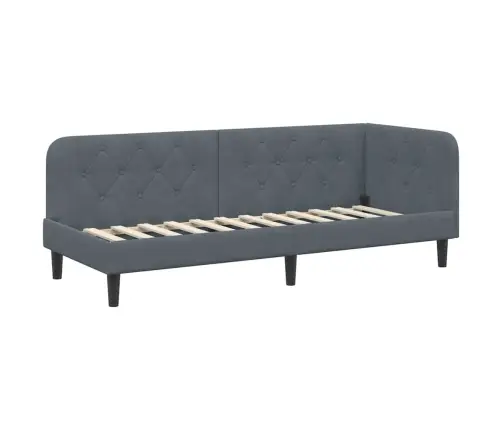 Kampinė Lovos Konstrukcija Tamsiai Pilka 80 X 200 Cm Aksomas