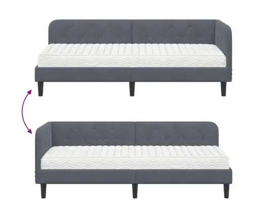 Kampinė Lovos Konstrukcija Tamsiai Pilka 80 X 200 Cm Aksomas