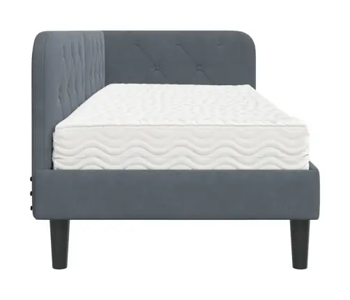 Kampinė Lovos Konstrukcija Tamsiai Pilka 80 X 200 Cm Aksomas