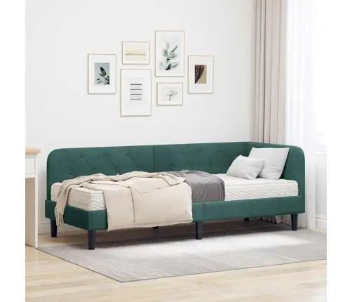 Nurgavoodi Raam Madratsiga Tume Rohelise 80 X 200 Cm Samet