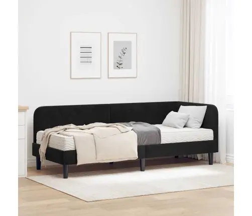 Nurgavoodi Raam Madratsiga Peaga Must 80 X 200 Cm Samet