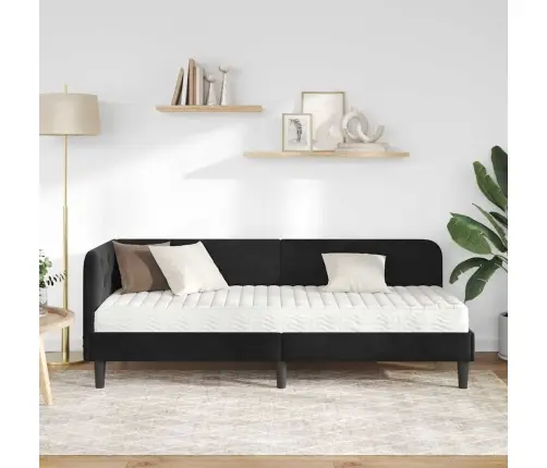 Nurgavoodi Raam Madratsiga Peaga Must 80 X 200 Cm Samet