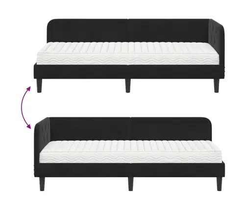 Nurgavoodi Raam Madratsiga Peaga Must 80 X 200 Cm Samet