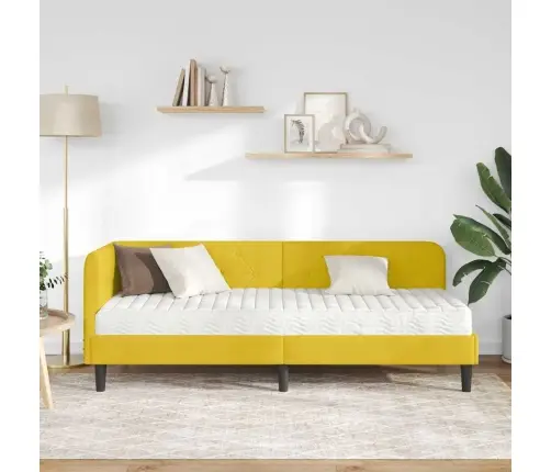 Kampinė Lovos Konstrukcija Geltona 80 X 200 Cm Aksomas
