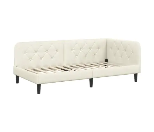 Stūra Gultas Rāmis Ar Matraci Krēmkrāsa 90 X 190 Cm Samts Vidaxl