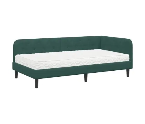 Nurgavoodi Raam Madratsiga Tume Rohelise 90 X 200 Cm Samet