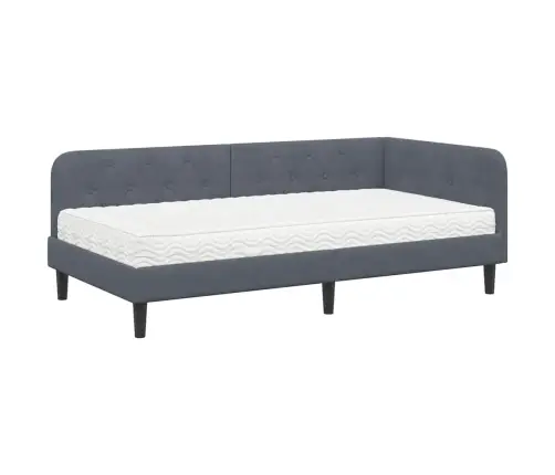 Kampinė Lovos Konstrukcija Tamsiai Pilka 100 X 200 Cm Aksomas