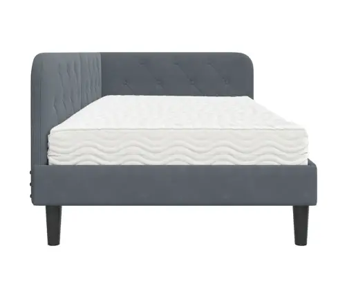 Kampinė Lovos Konstrukcija Tamsiai Pilka 100 X 200 Cm Aksomas