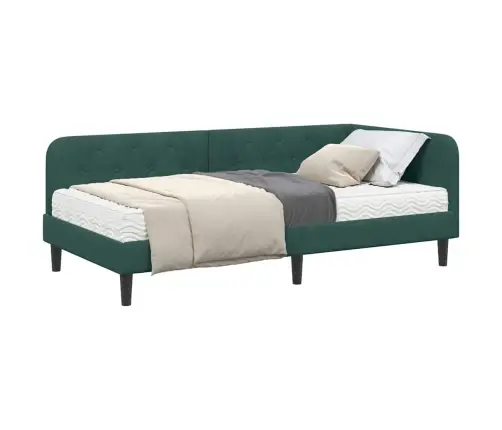 Kampinė Lovos Konstrukcija Tamsiai Žalia 100 X 200 Cm Aksomas