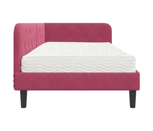 Kampinė Lovos Konstrukcija Vyno Raudona 100 X 200 Cm Aksomas