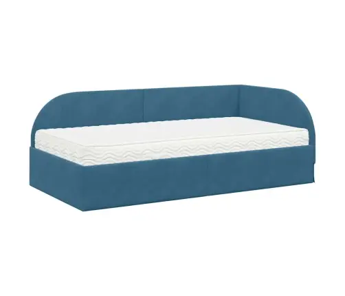 Nurgavoodi Raam Koos Madratsiga Peaga 2 Pcs Sinine Samet