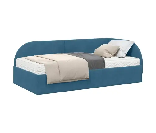 Nurgavoodi Raam Koos Madratsiga Peaga 2 Pcs Sinine Samet