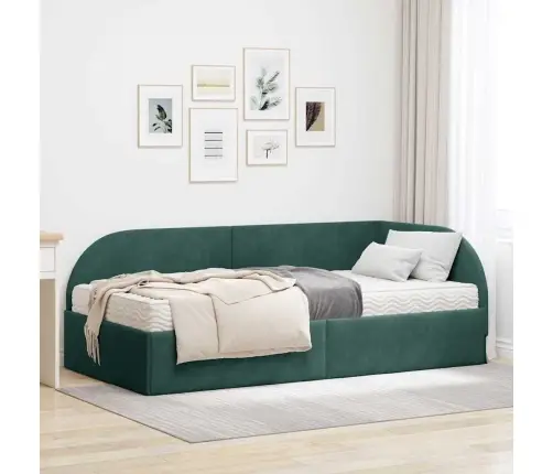 Nurgavoodi Raam Koos Madratsiga Peaga 2 Pcs Roheline Samet