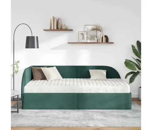 Nurgavoodi Raam Koos Madratsiga Peaga 2 Pcs Roheline Samet