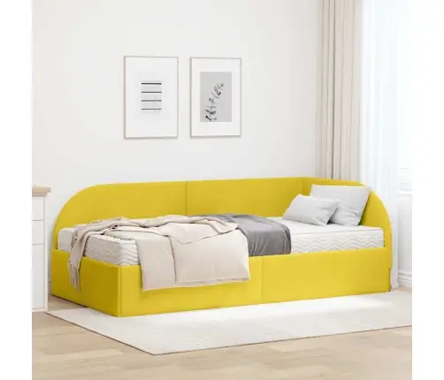 Nurgavoodi Raam Koos Madratsiga Peaga 2 Pcs Kollane Samet