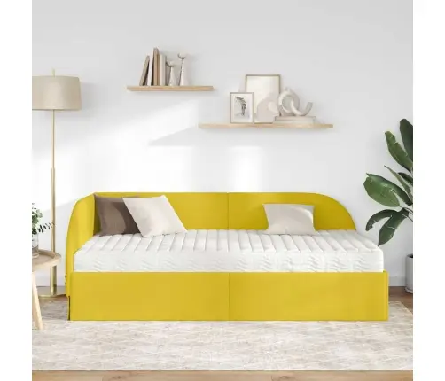 Nurgavoodi Raam Koos Madratsiga Peaga 2 Pcs Kollane Samet