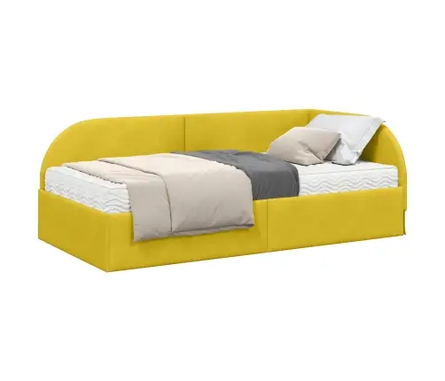 Nurgavoodi Raam Koos Madratsiga Peaga 2 Pcs Kollane Samet