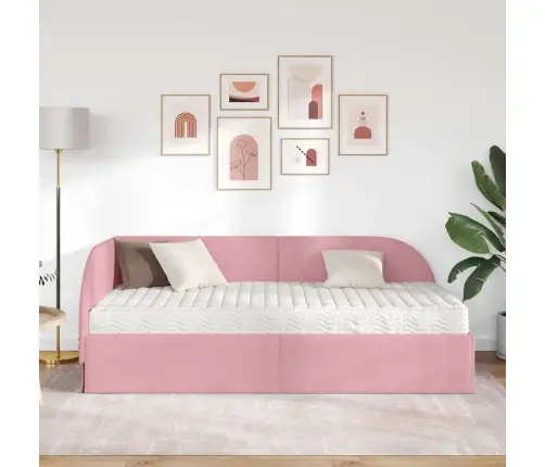 Stūra Gultas Rāmis Ar Matrači 2 Pcs Pelēka Samts Vidaxl