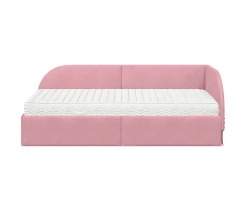 Stūra Gultas Rāmis Ar Matrači 2 Pcs Pelēka Samts Vidaxl