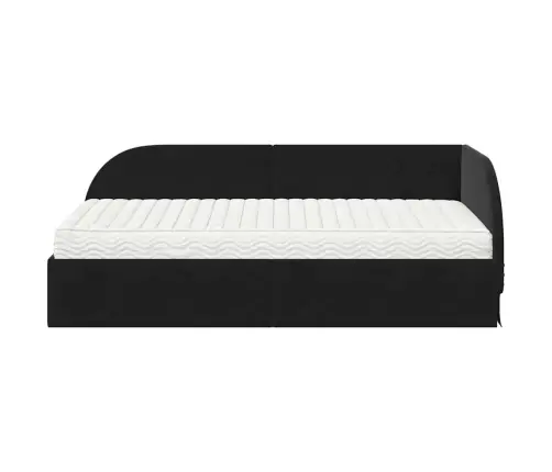 Kampinė Lovos Konstrukcija Su Čiužiniu 2 Pcs Juoda Aksomas