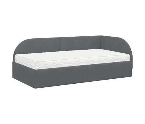 Stūra Gultas Rāmis Ar Matrači 2 Pcs Pelēka Samts Vidaxl