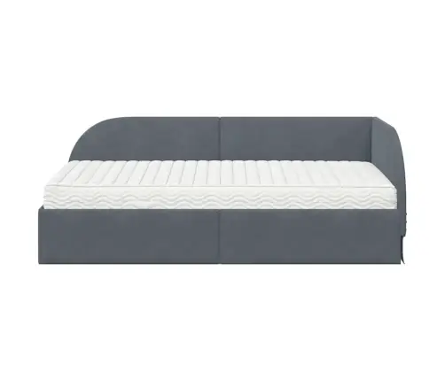 Stūra Gultas Rāmis Ar Matrači 2 Pcs Pelēka Samts Vidaxl