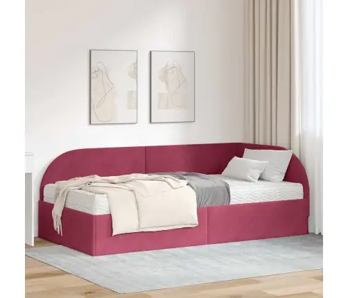 Nurgavoodi Raam Koos Madratsiga Peaga 2 Pcs Punane Samet