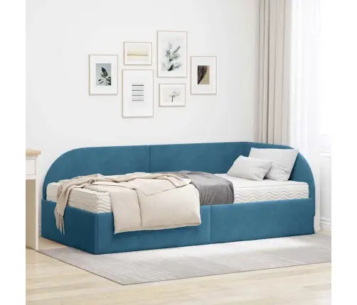 Nurgavoodi Raam Koos Madratsiga Peaga 2 Pcs Sinine Samet