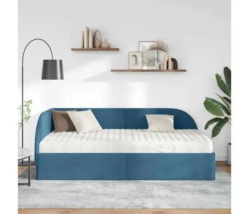 Nurgavoodi Raam Koos Madratsiga Peaga 2 Pcs Sinine Samet