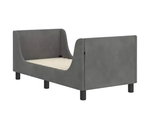 Bērnu Gultas Rāmis Ar Galvgali Tumši Pelēks 70 X 140 Cm Samts Vidaxl