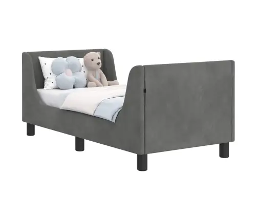Bērnu Gultas Rāmis Ar Galvgali Tumši Pelēks 70 X 140 Cm Samts Vidaxl