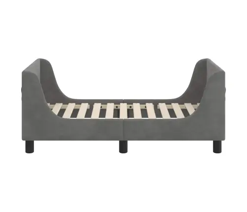 Bērnu Gultas Rāmis Ar Galvgali Tumši Pelēks 70 X 140 Cm Samts Vidaxl