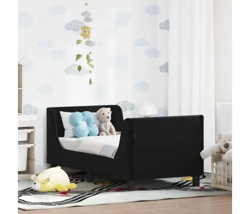 Bērnu Gultas Rāmis Ar Galvgali Melna 70 X 140 Cm Samts Vidaxl