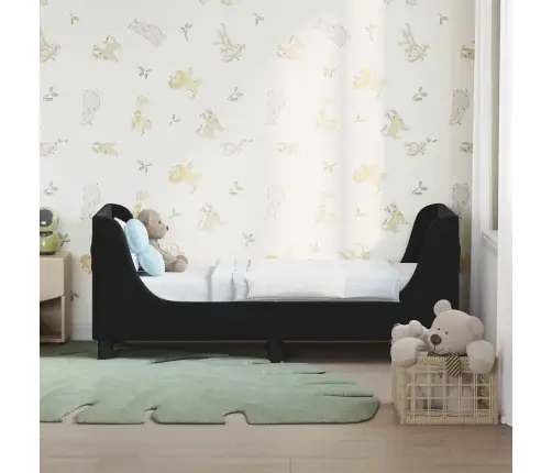 Bērnu Gultas Rāmis Ar Galvgali Melna 70 X 140 Cm Samts Vidaxl