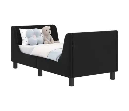 Bērnu Gultas Rāmis Ar Galvgali Melna 70 X 140 Cm Samts Vidaxl