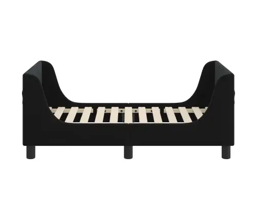 Bērnu Gultas Rāmis Ar Galvgali Melna 70 X 140 Cm Samts Vidaxl